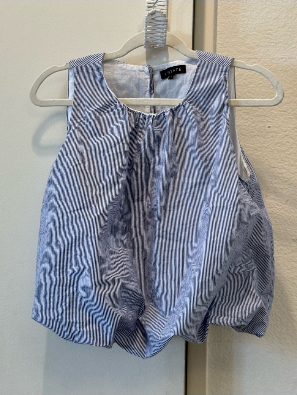 1 State Factory Blue and White Striped Bubble Tank small preppy